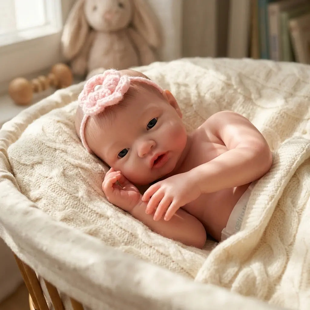 Bebé Reborn Silicona Platino Adriana (43cm, 2.3kg) – ¡Bebe, Hace Pis y Puedes Bañarla! 🍼💦