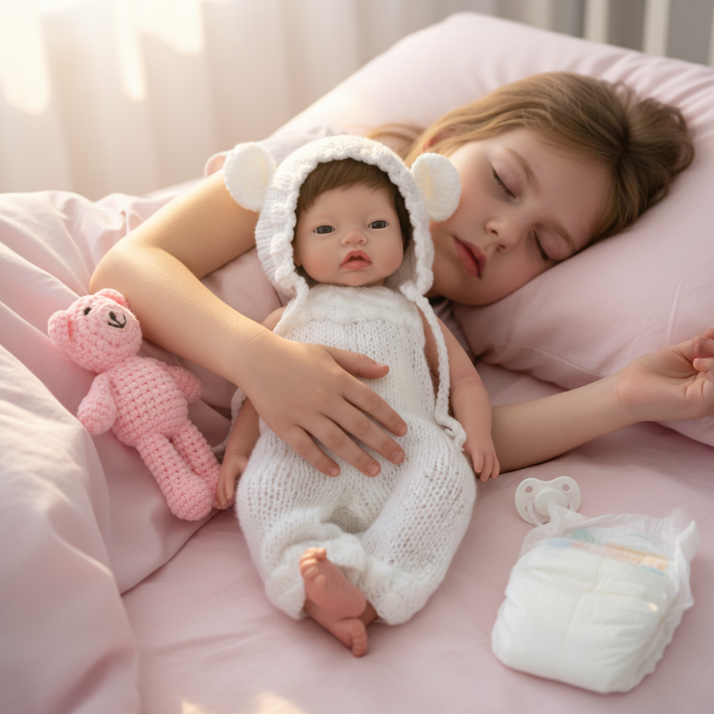 Bebé Reborn Silicona "Miel" (43cm, 2.3kg) – ¡Bebe, Hace Pis y Tiene Pelo Real! 🍼💦