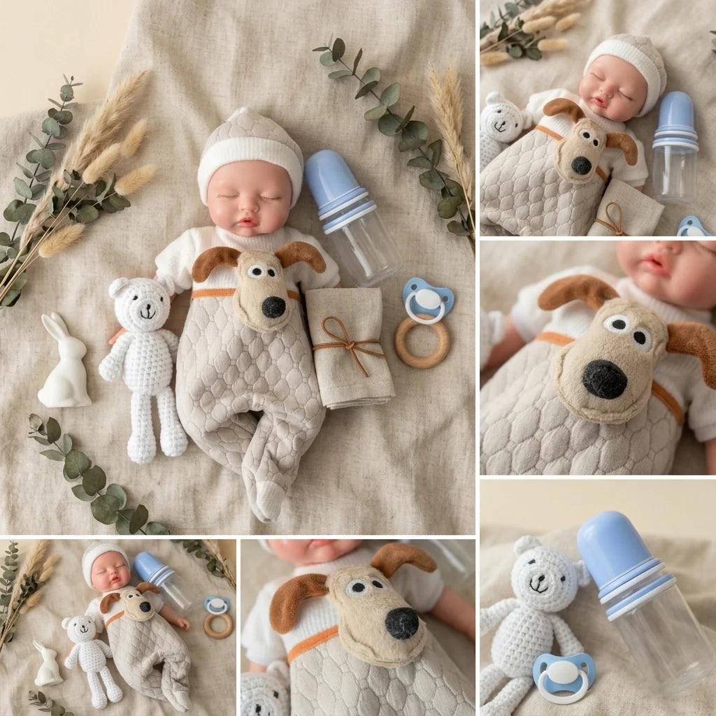 Conjunto "Puppy" 3D – El Pelele Más Divertido y Achuchable para tu Bebé Reborn (38-42 cm)
