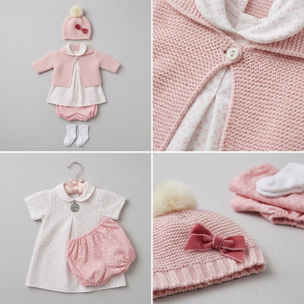 Ropa para Muñecas Reborn (42-48 cm): Conjunto Boutique "Dulce Paseo" con Gorrito y Patucos
