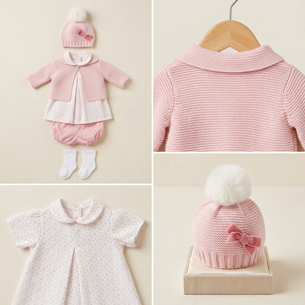 Ropa para Muñecas Reborn (42-48 cm): Conjunto Boutique "Dulce Paseo" con Gorrito y Patucos